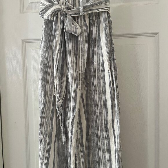 Asos women's Halter Strap V-neck high waist opens back striped Maxi Dress size 8 - Picture 5 of 8